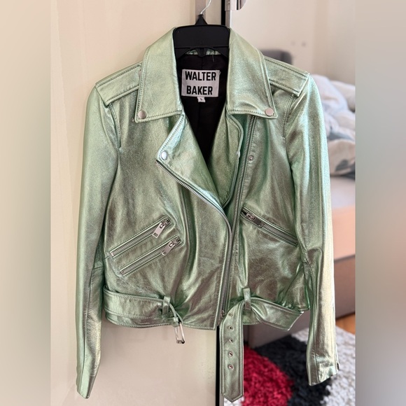 Walter Baker Allison Metallic Leather Moto Jacket -Lambskin - Size S NEW - Picture 17 of 17